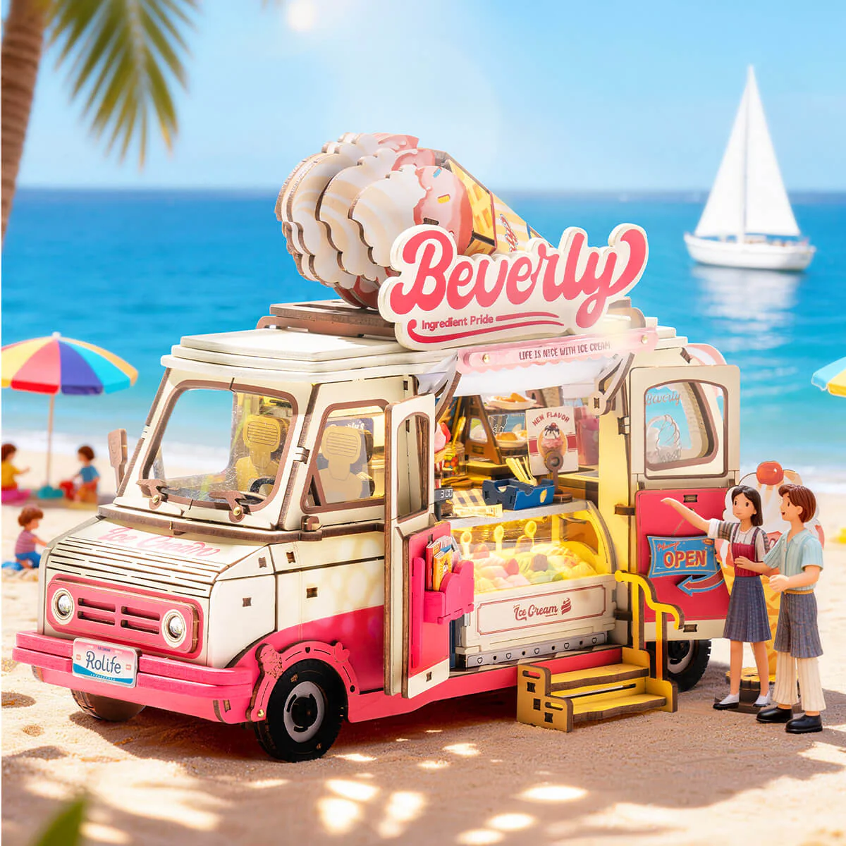 Rolife Beverly's Ice Cream Truck 3D Wooden Puzzle TGS06 - Image 3