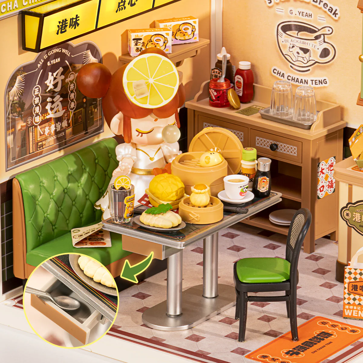 Rolife Hong Kong Bites Cafe DIY Miniature House DW021 - Image 6