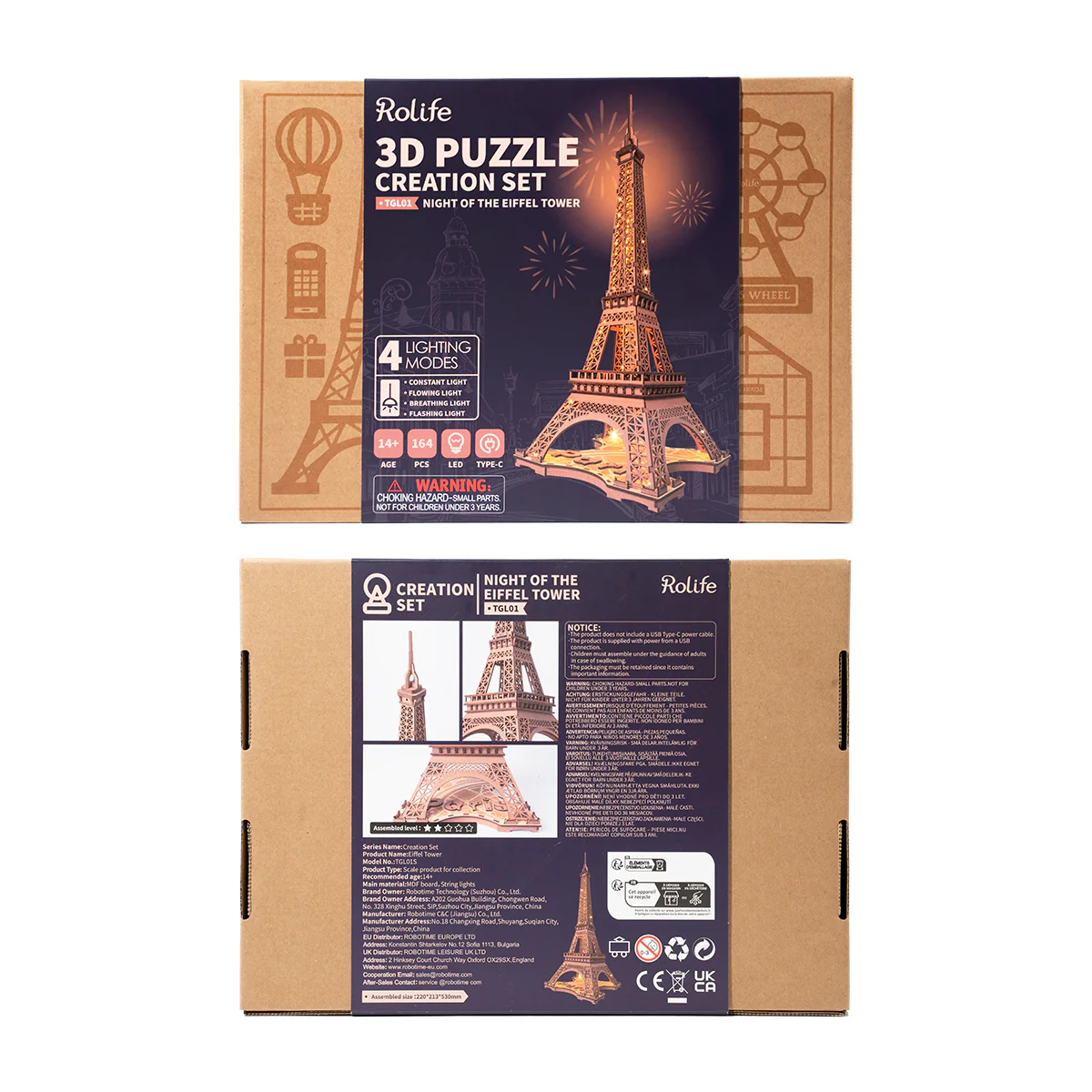 Rolife Night of the Eiffel Tower 3D Wooden Puzzle TGL01 - Image 7