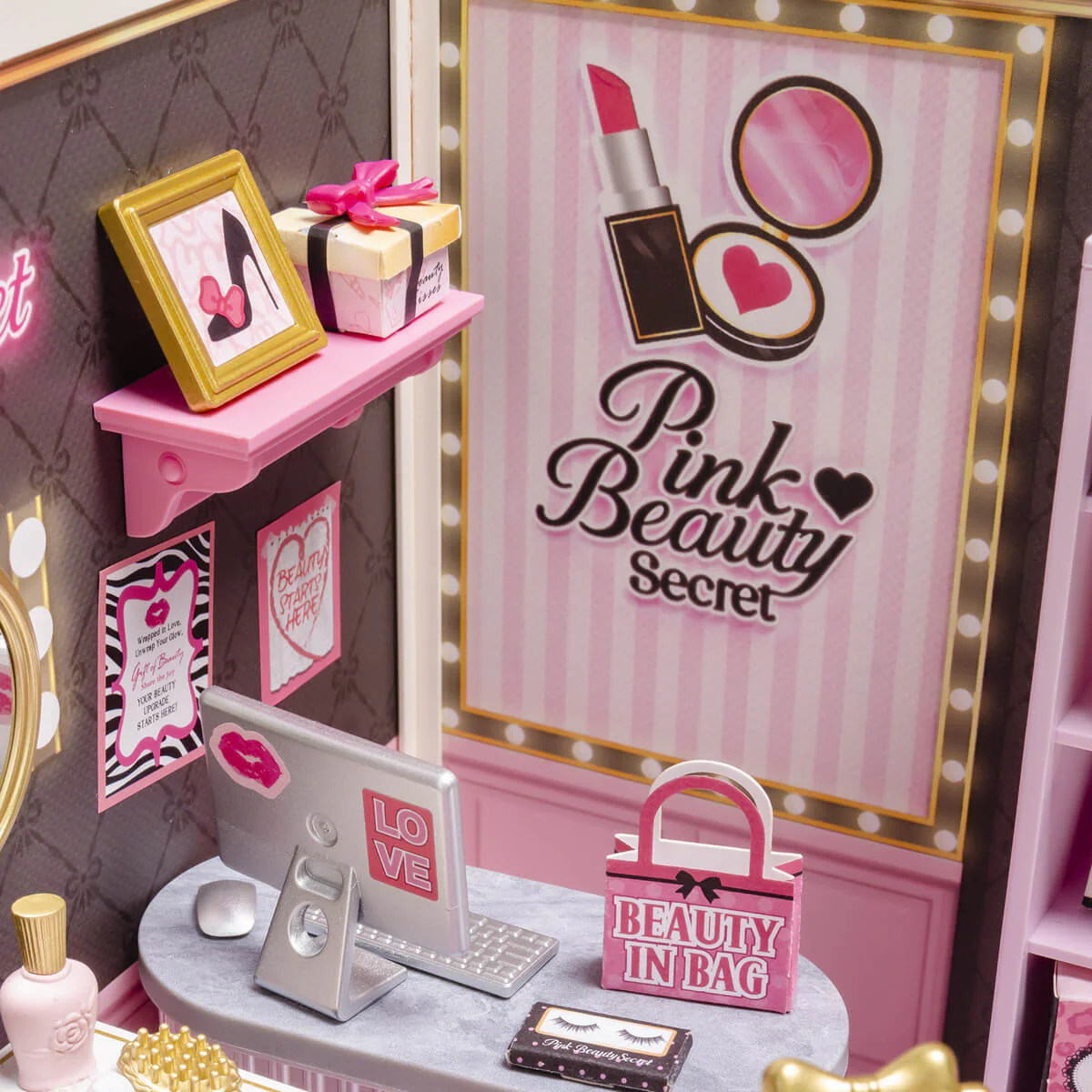 Rolife Pink Beauty Secret DIY Miniature House DW026 - Image 4