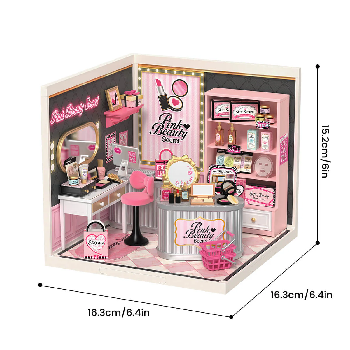 Rolife Pink Beauty Secret DIY Miniature House DW026 - Image 6