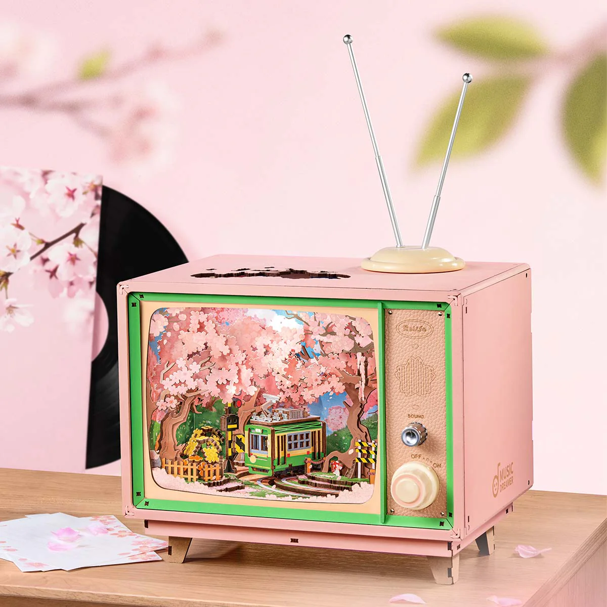 Rolife Sakura Dreamy Tour DIY Music Box 3D Wooden Puzzle AMT02 - Image 2