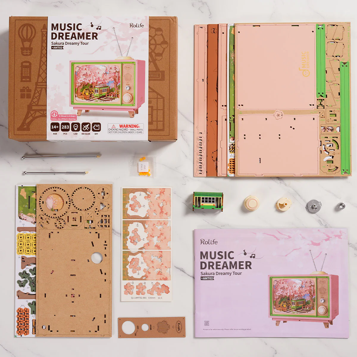 Rolife Sakura Dreamy Tour DIY Music Box 3D Wooden Puzzle AMT02 - Image 3