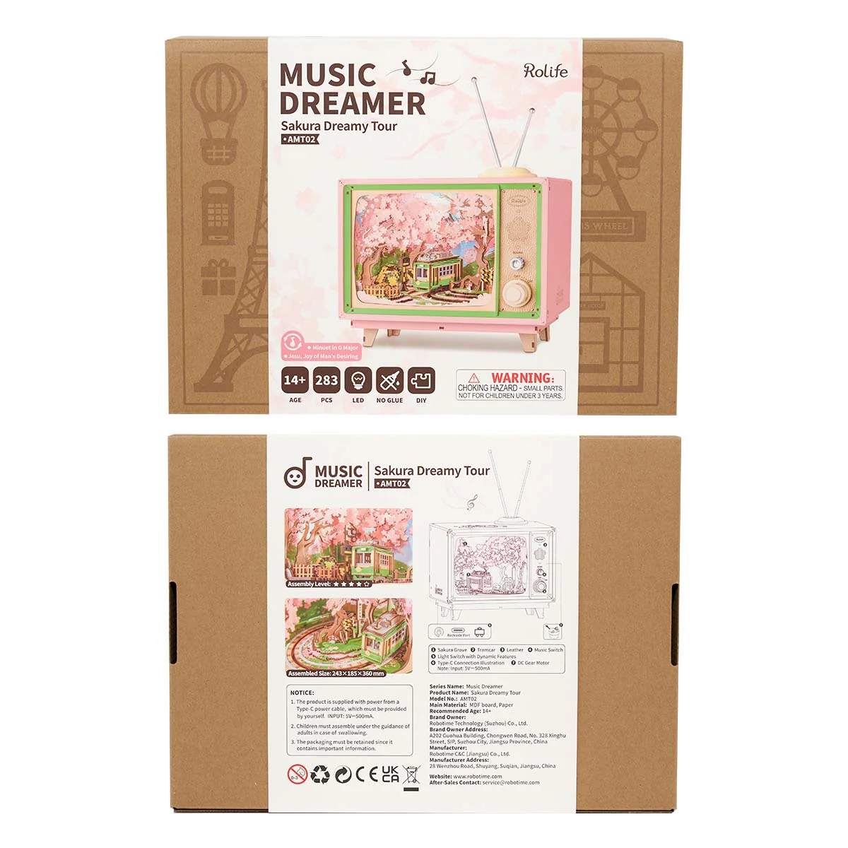 Rolife Sakura Dreamy Tour DIY Music Box 3D Wooden Puzzle AMT02 - Image 8