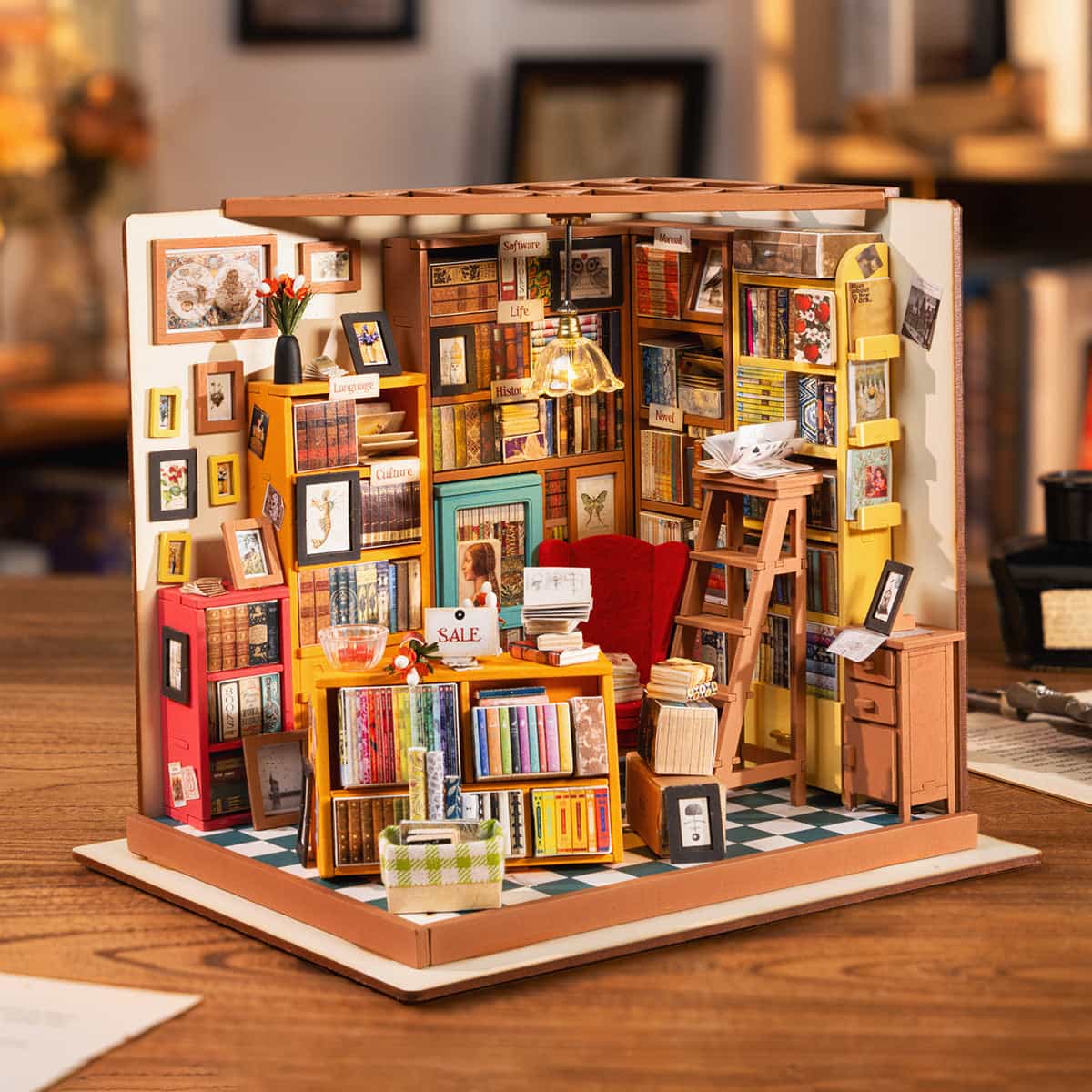 Rolife Sam's Study Library DIY Miniature House Kit DG102 - Image 3