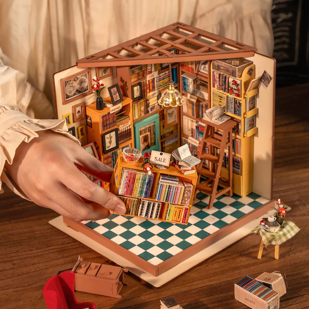 Rolife Sam's Study Library DIY Miniature House Kit DG102 - Image 5
