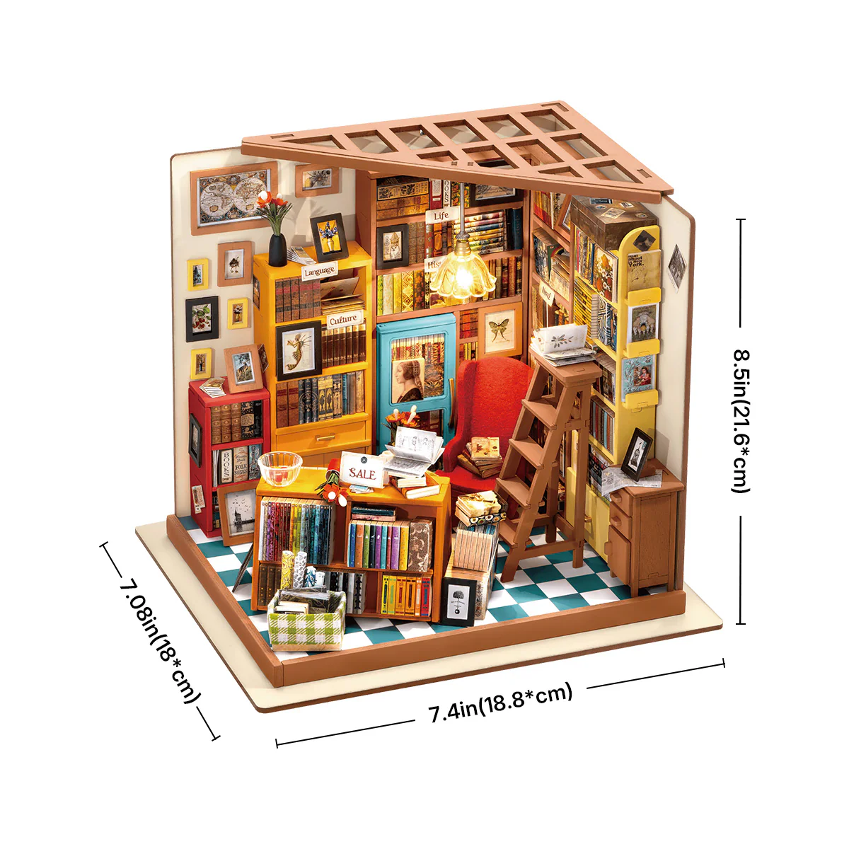 Rolife Sam's Study Library DIY Miniature House Kit DG102 - Image 6