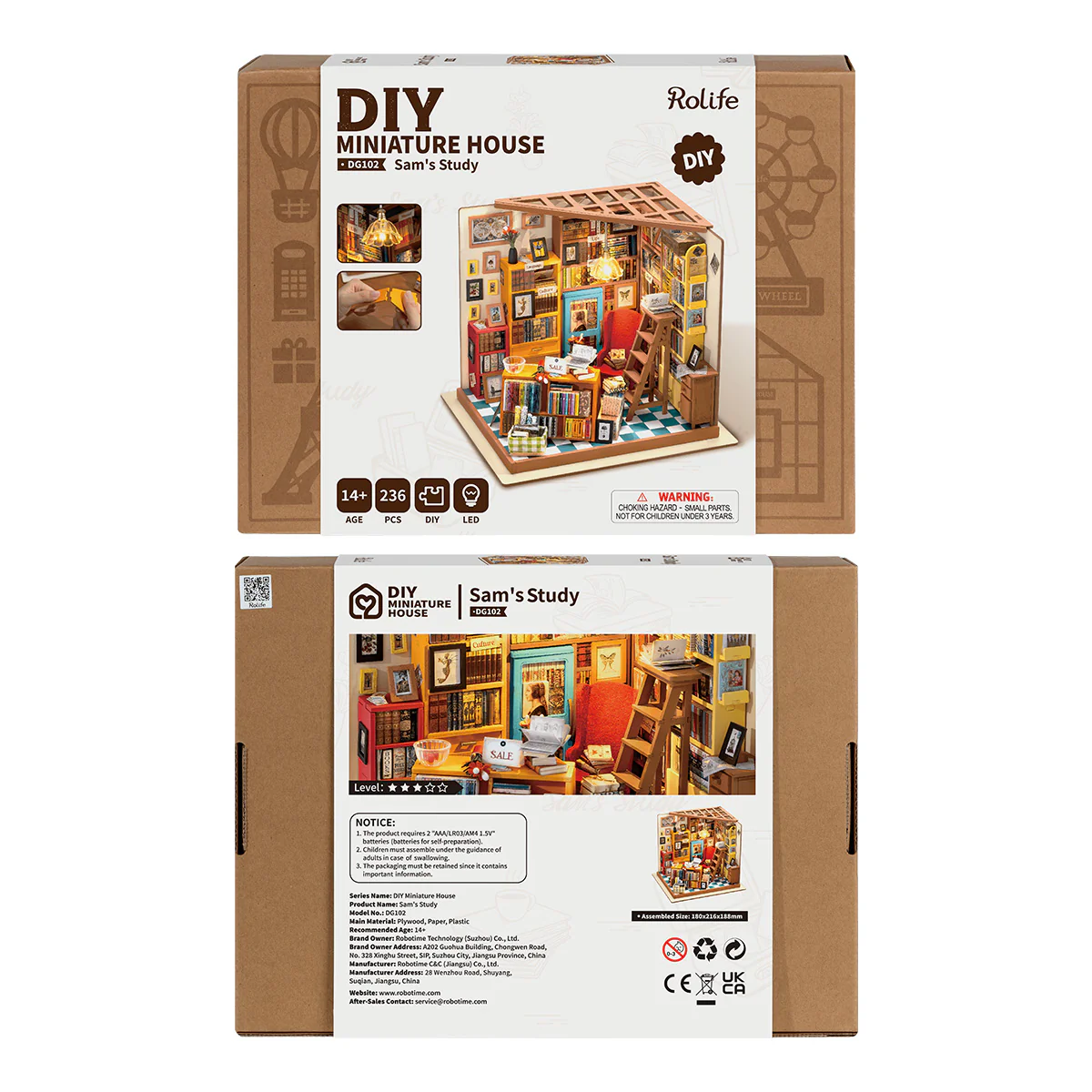 Rolife Sam's Study Library DIY Miniature House Kit DG102 - Image 7