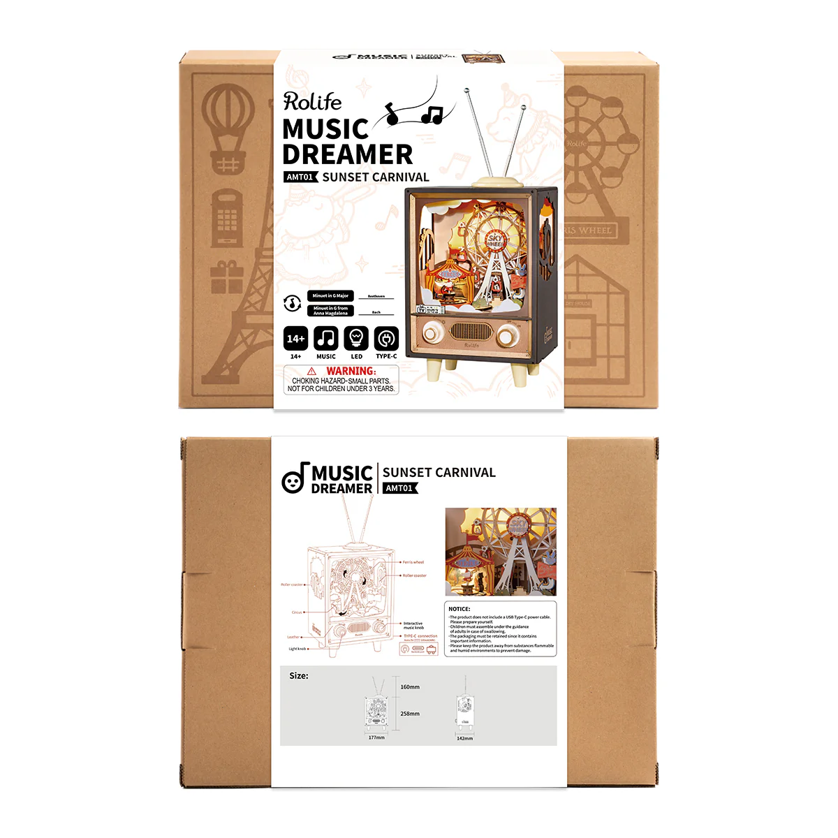 Rolife Sunset Carnival DIY Music Box 3D Wooden Puzzle AMT01 - Image 9