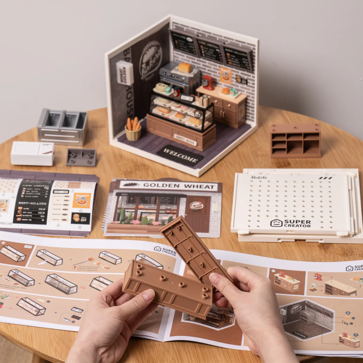 Rolife Super Creator Golden Wheat Bakery DIY Miniature House Kit DW005 - Image 5