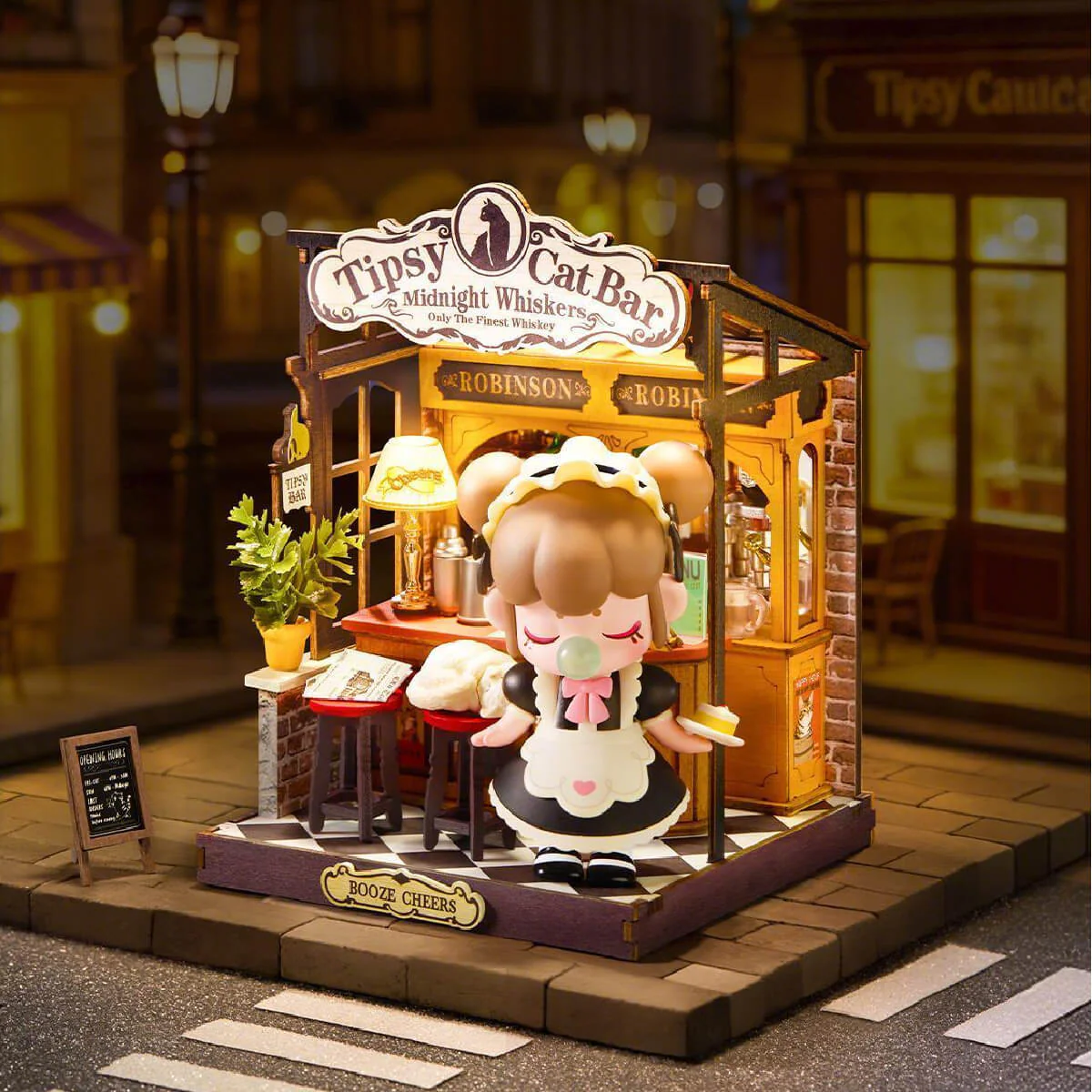Rolife Tipsy Cat Bar DIY Miniature House DS054 - Image 4