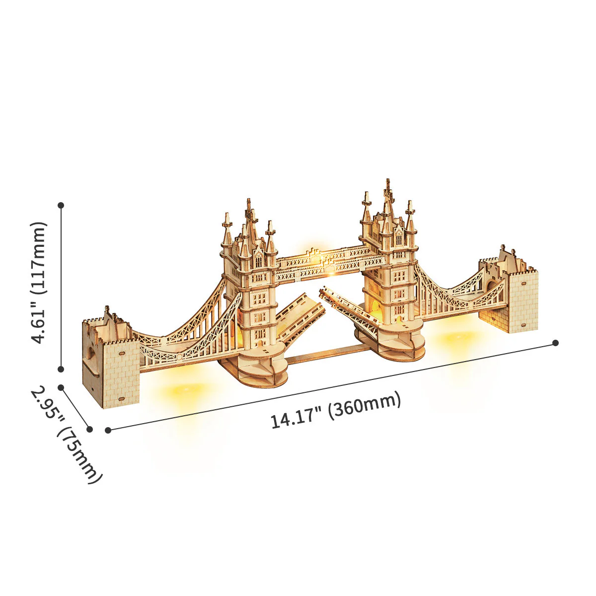 Rolife Tower Bridge with Lights 3D Wooden Puzzle TG412 - Image 5