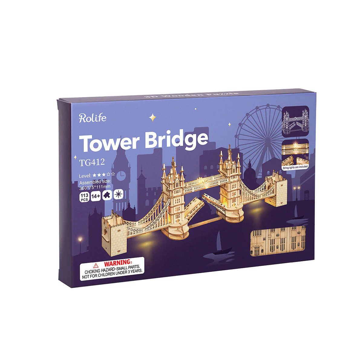 Rolife Tower Bridge with Lights 3D Wooden Puzzle TG412 - Image 6