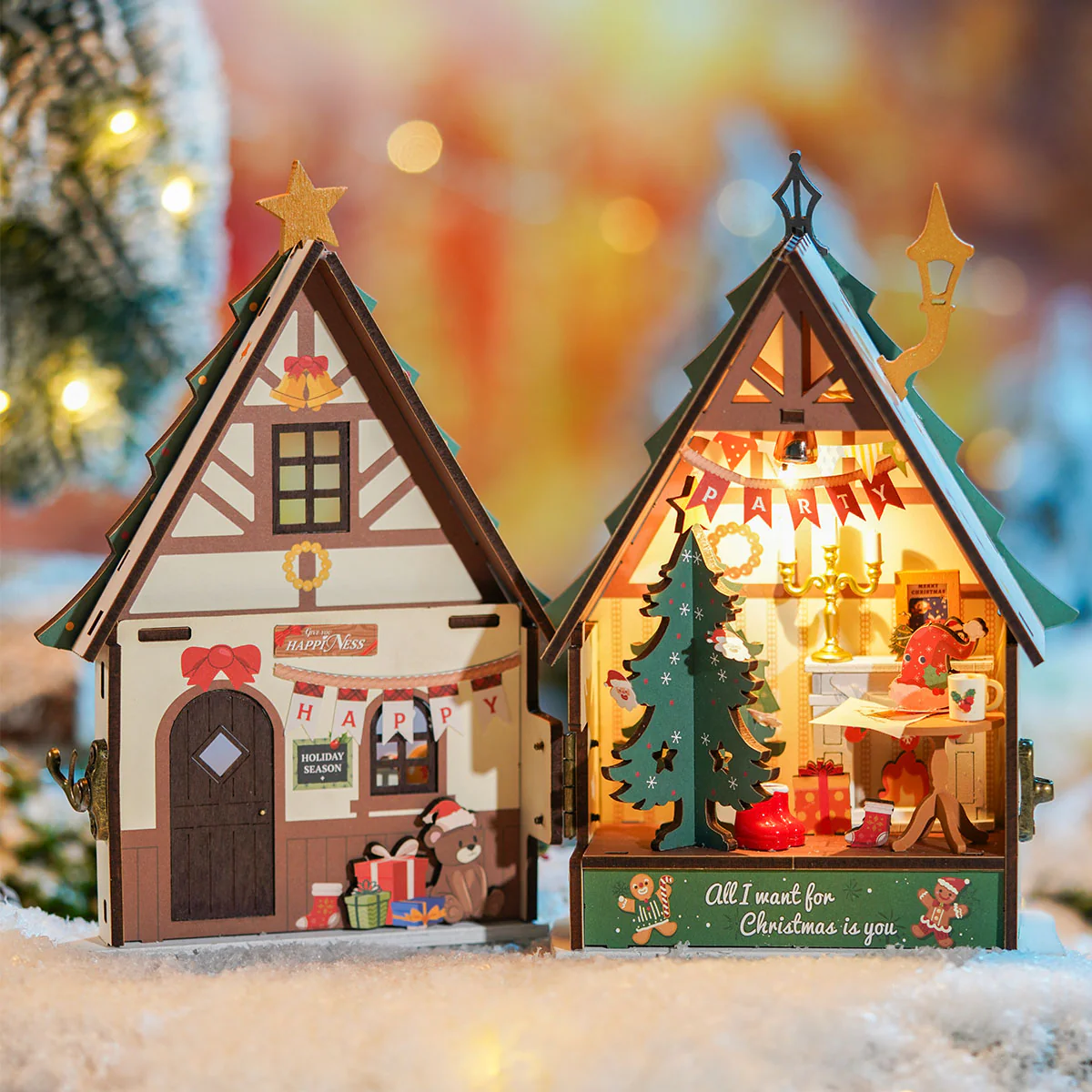 Rolife Twinkling Christmas House DIY Miniature House DS036 - Image 4