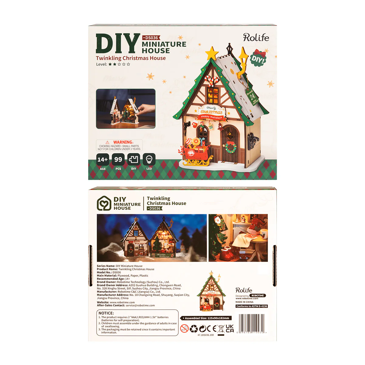 Rolife Twinkling Christmas House DIY Miniature House DS036 - Image 7