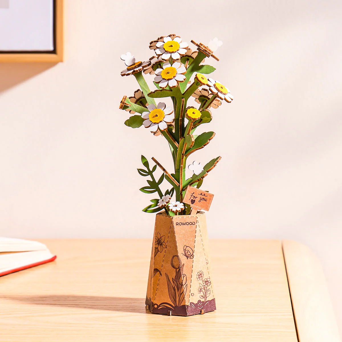 Rowood Chamomile DIY Wooden Flower 3D Puzzle TW061 - Image 3