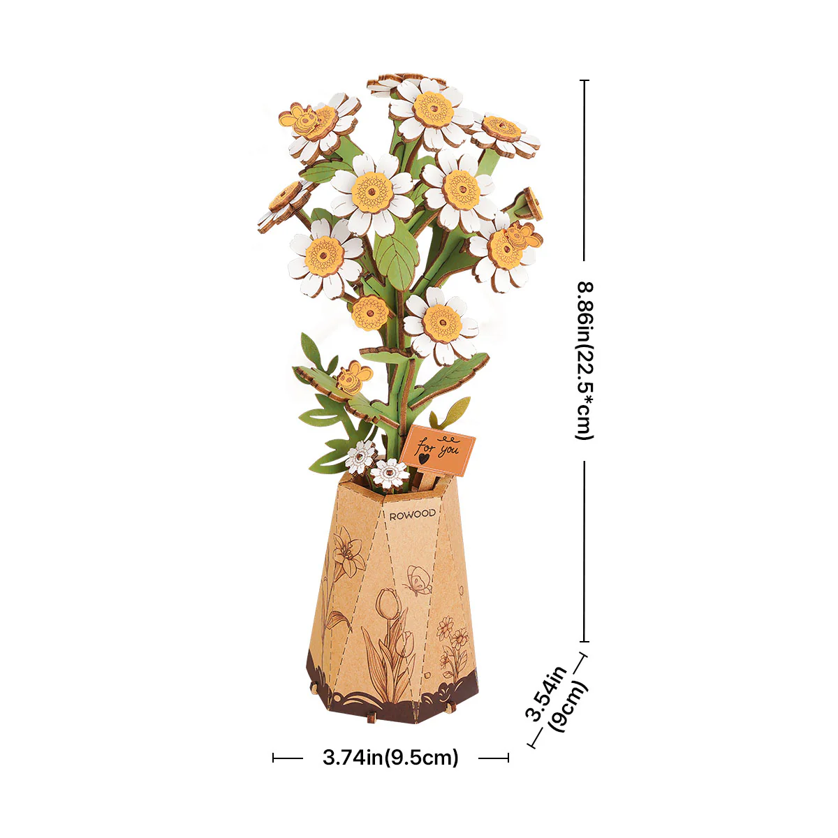 Rowood Chamomile DIY Wooden Flower 3D Puzzle TW061 - Image 4