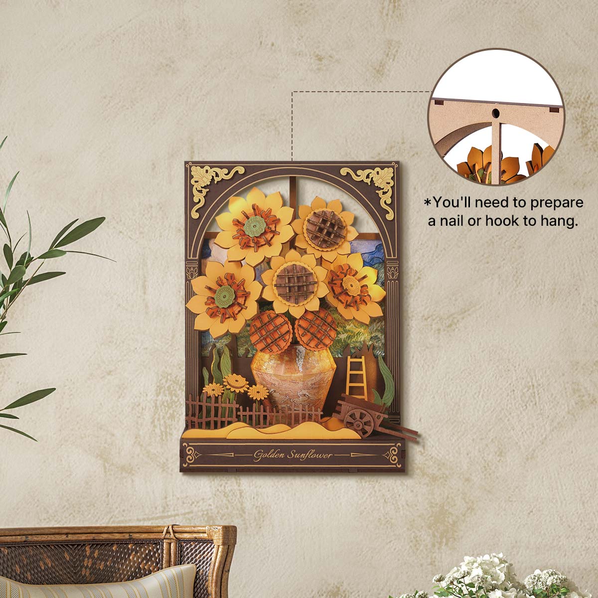 Rowood Golden Sunflower Wall Art 3D Wooden Puzzle TH002 - Image 3