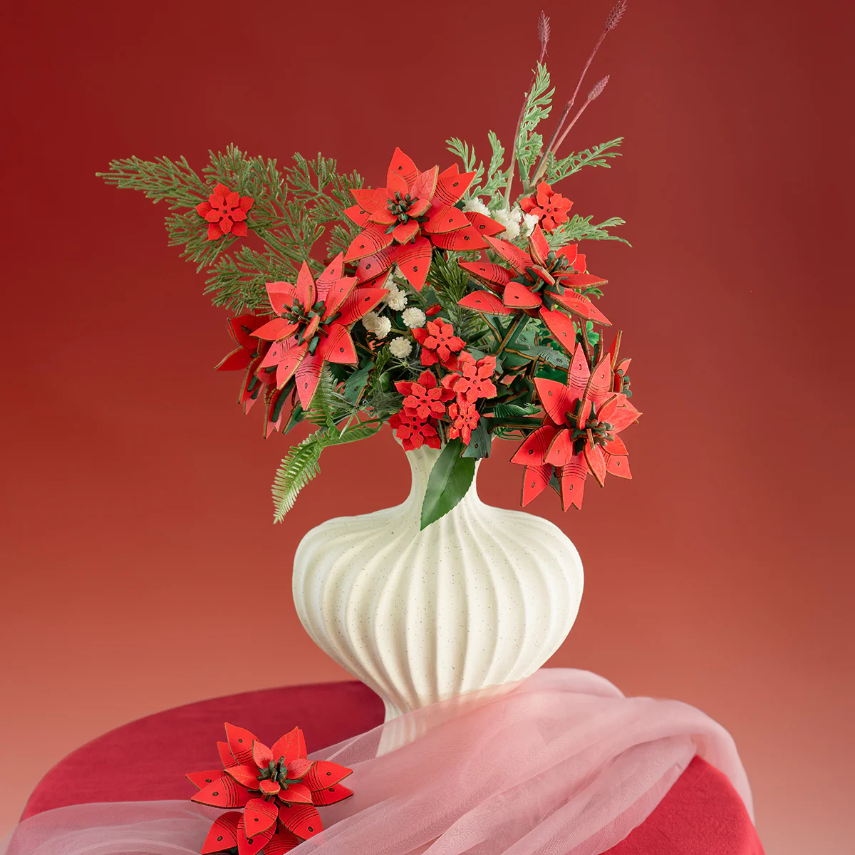 Rowood Poinsettia DIY Flower Bouquet 3D Wooden Puzzle TF001 - Image 4