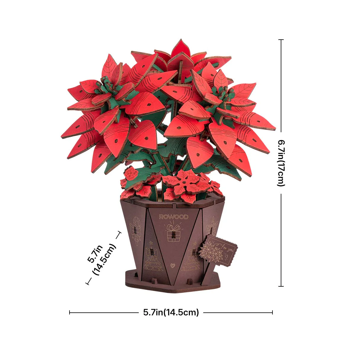 Rowood Poinsettia DIY Flower Bouquet 3D Wooden Puzzle TF001 - Image 6