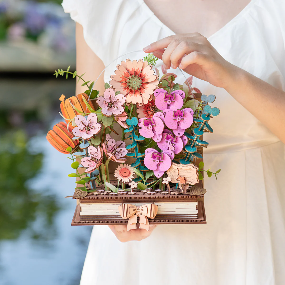 Rowood Wooden Blooming Book DIY Flower Bouquet 3D Puzzle TW04H - Image 3