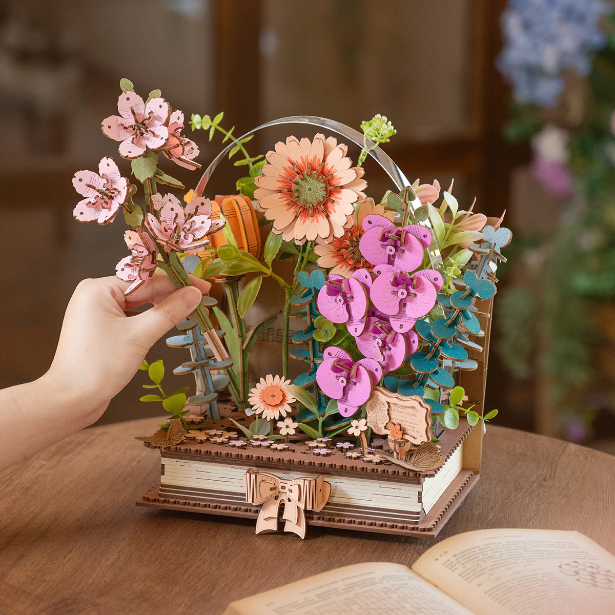 Rowood Wooden Blooming Book DIY Flower Bouquet 3D Puzzle TW04H - Image 4