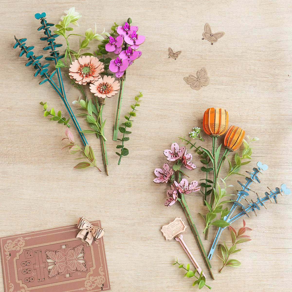 Rowood Wooden Blooming Book DIY Flower Bouquet 3D Puzzle TW04H - Image 6