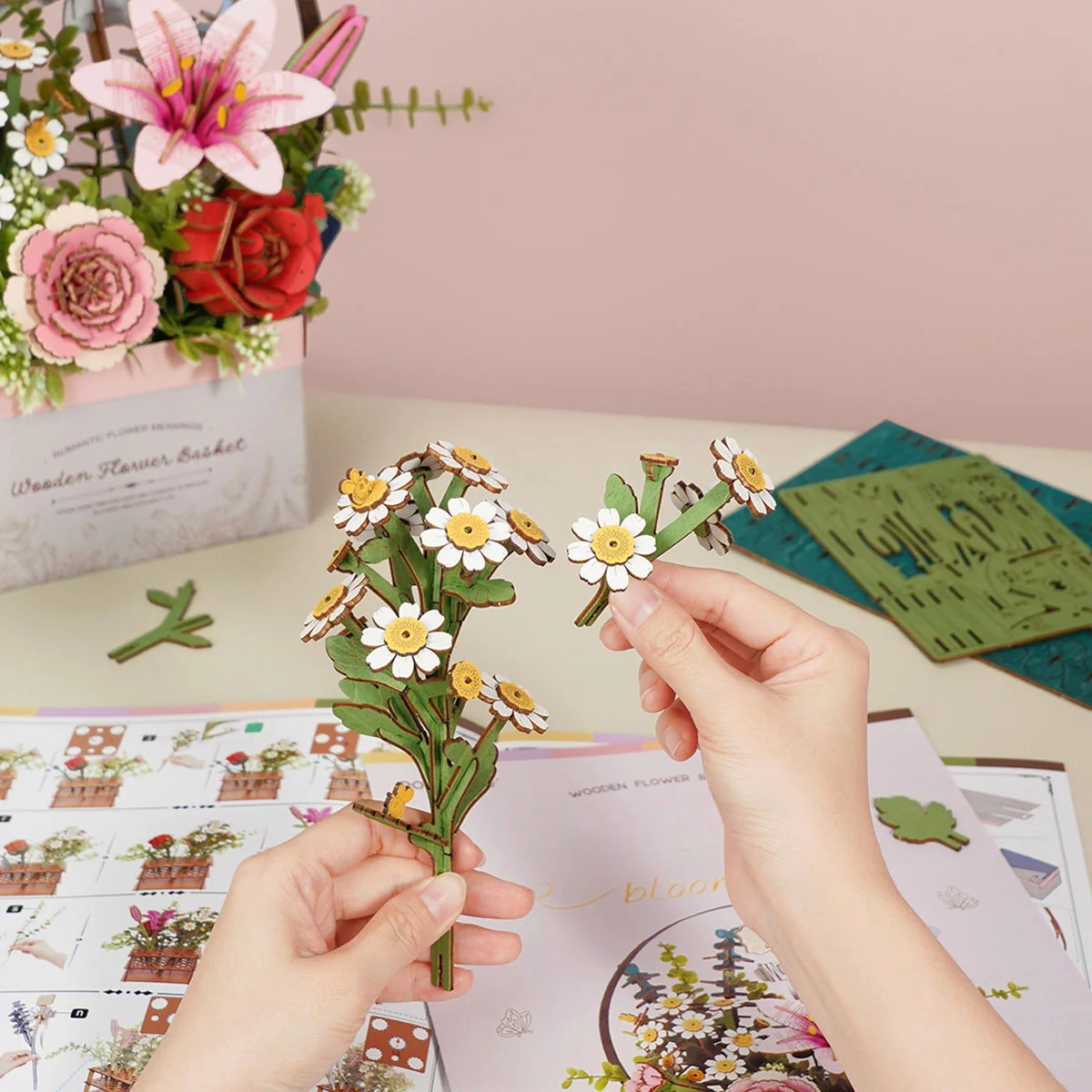 Rowood Wooden Flower Basket DIY 3D Puzzle TW03H - Image 5