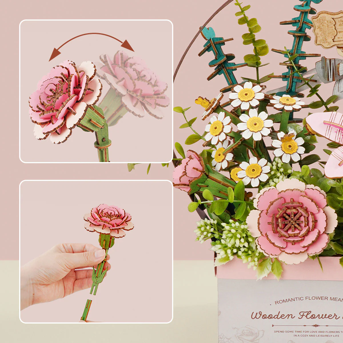 Rowood Wooden Flower Basket DIY 3D Puzzle TW03H - Image 6