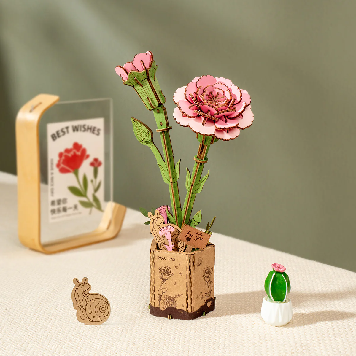 Rowood DIY Wooden Flower Bouquet 3D Wooden Puzzle TW01H - Image 11