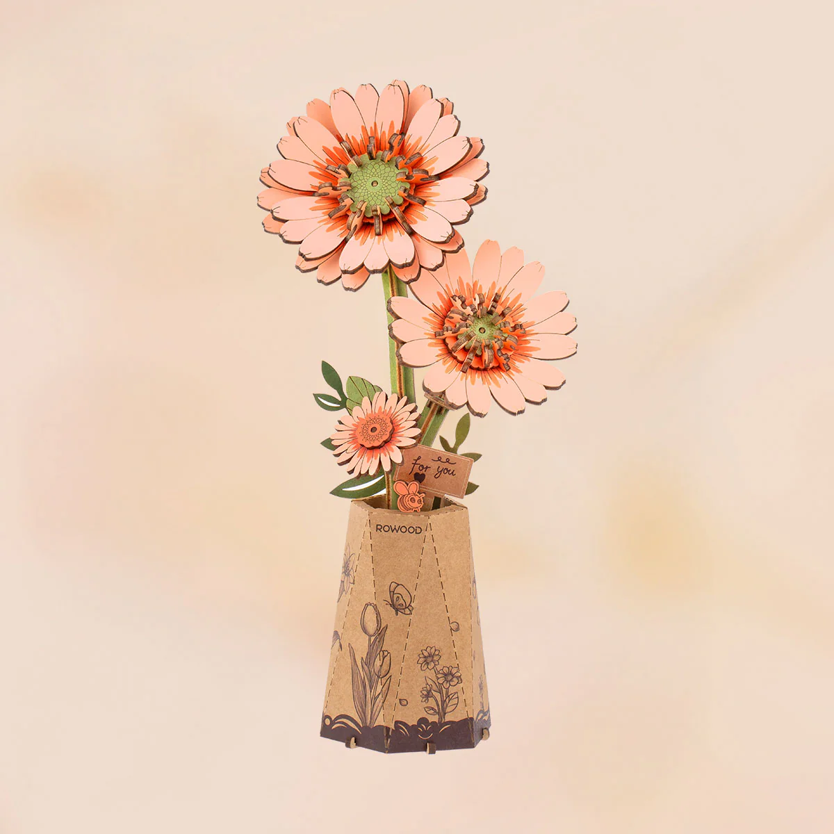 Rowood DIY Wooden Flower Bouquet 3D Wooden Puzzle TW01H - Image 20