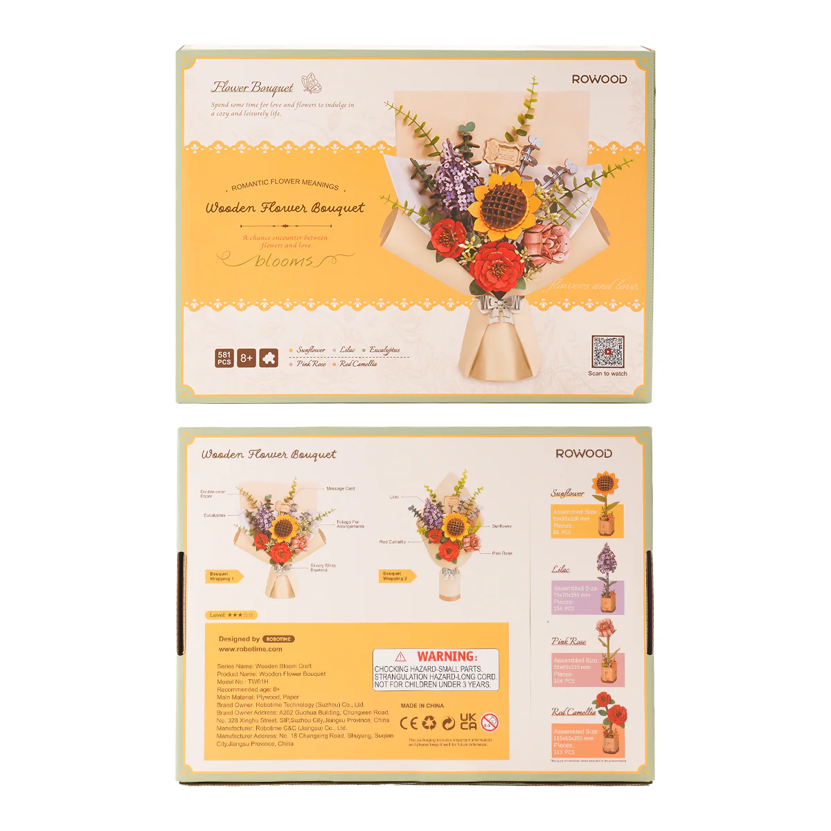 Rowood DIY Wooden Flower Bouquet 3D Wooden Puzzle TW01H - Image 21