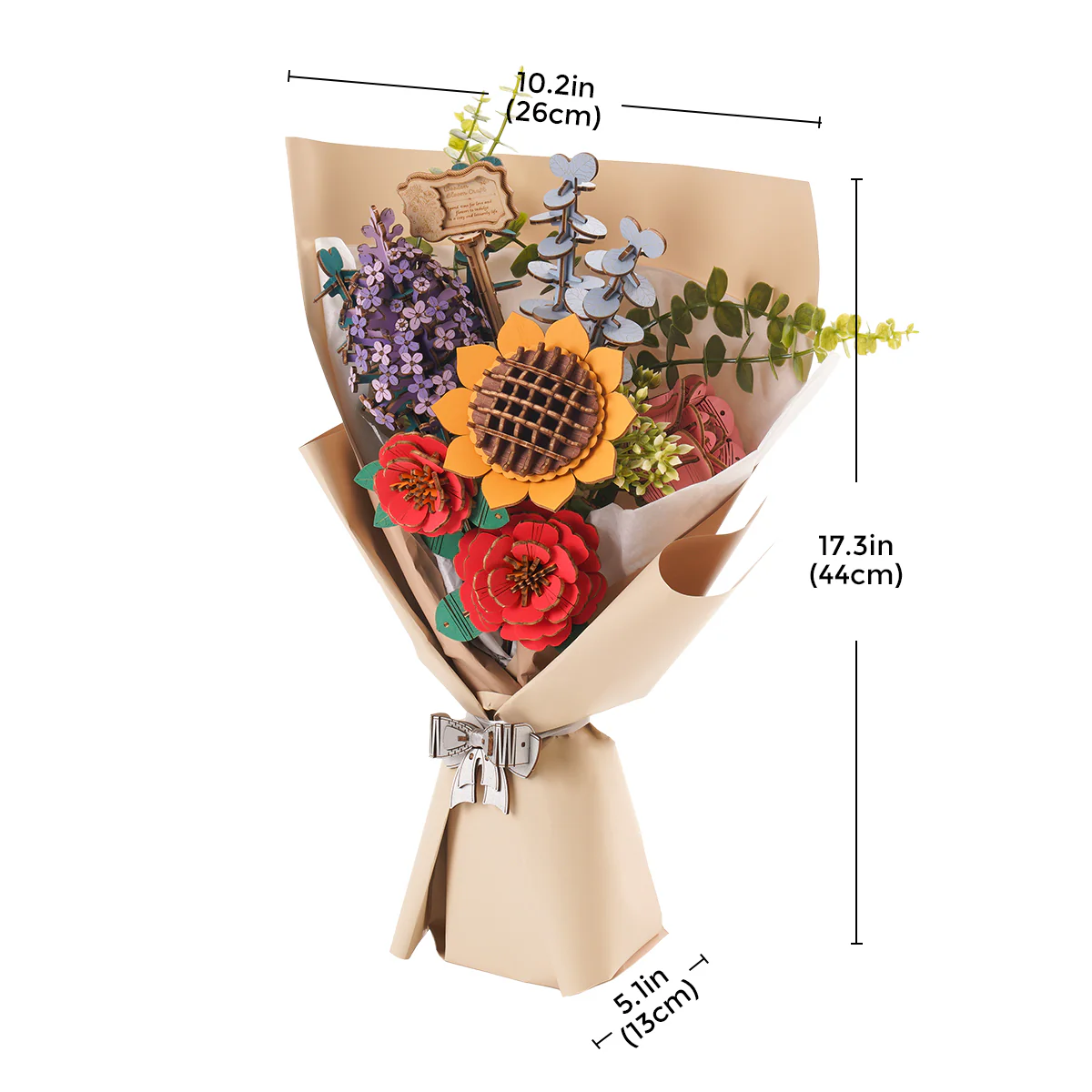Rowood DIY Wooden Flower Bouquet 3D Wooden Puzzle TW01H - Image 22